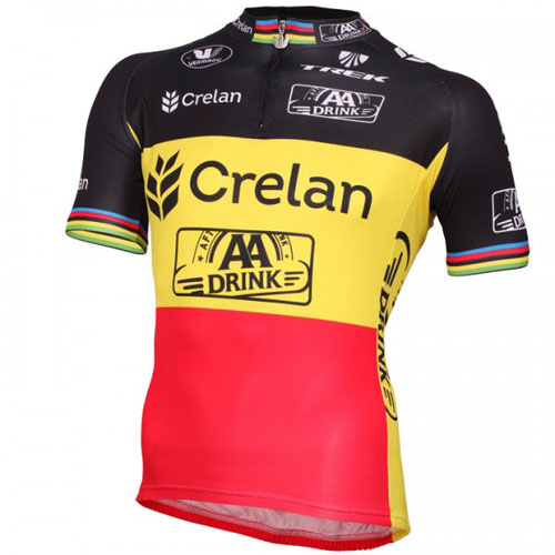 2016 Maillot Crelan AA Tirantes Mangas Cortas Negro Y Amarillo